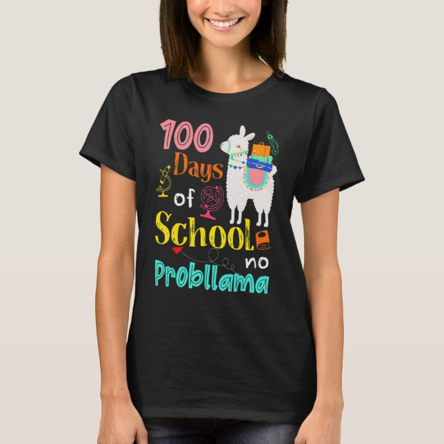 Happy 100 Days Of School No Problama School Llama  T Shirt (Framsida)