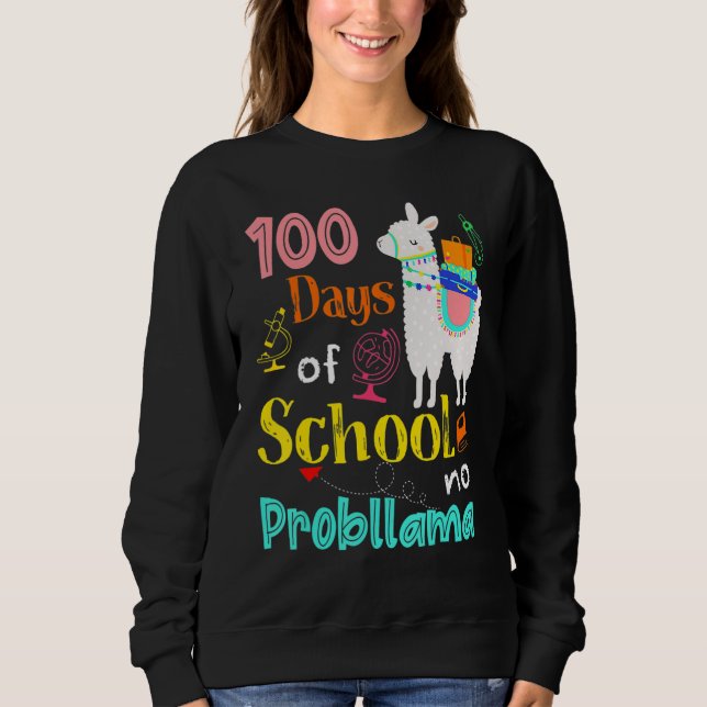 Happy 100 Days Of School No Problama School Llama  T Shirt (Framsida)