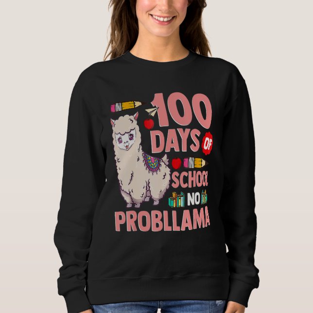 Happy 100 Days Of School No Probllama Llama 100th  T Shirt (Framsida)