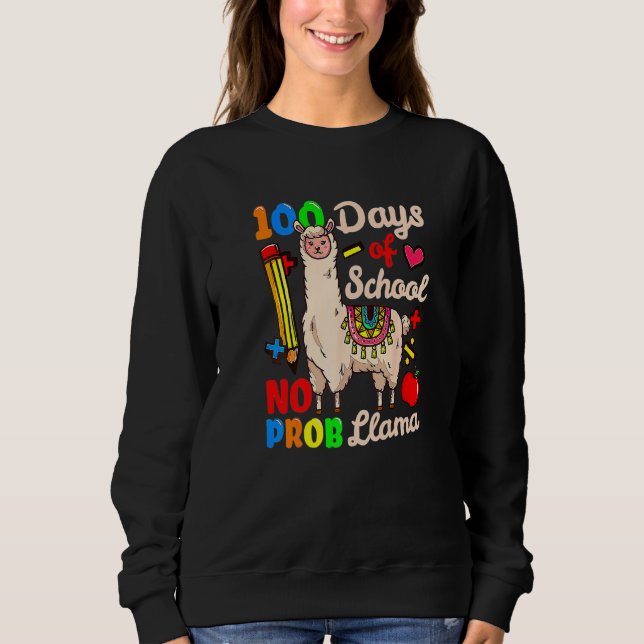 Happy 100 Days Of School No Probllama Llama 100th  T Shirt (Framsida)