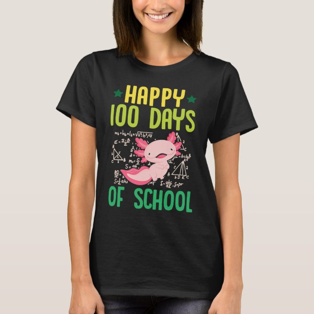 Happy 100 Days Of School Pet Axolotl  Math Teacher T Shirt (Framsida)