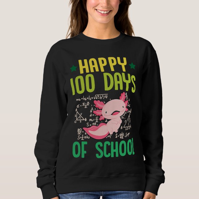 Happy 100 Days Of School Pet Axolotl  Math Teacher T Shirt (Framsida)