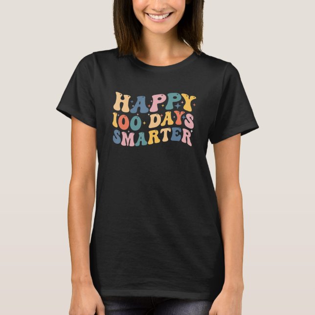 Happy 100 Days of School Retro Groovy Teachers Kid T Shirt (Framsida)