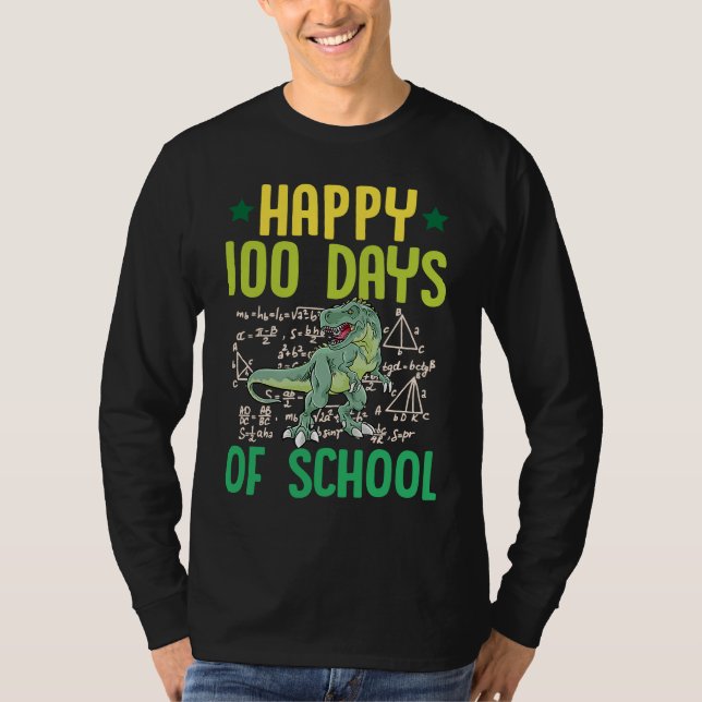 Happy 100 Days Of School Rex Dinosaur Math Teacher T Shirt (Framsida)