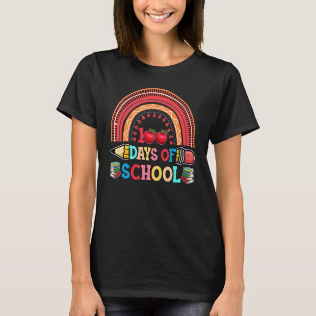 Happy 100 Days Of School Smarter Brighter Rainbow  T Shirt (Framsida)