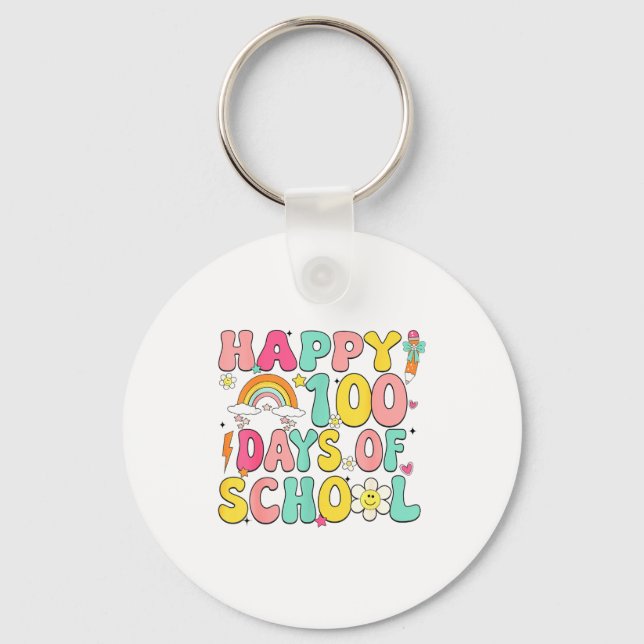 Happy 100 Days Of School Teacher Appreciation Boys Nyckelring (Framsida)
