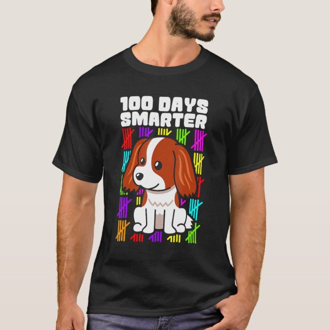 Happy 100 Days Smarter Dog Shirt, Golden Retriever T Shirt (Framsida)