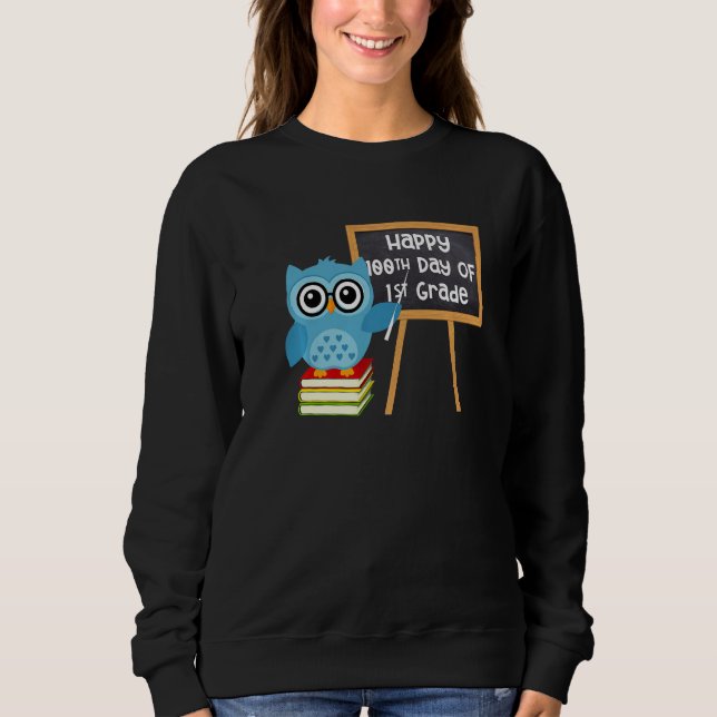 Happy 100th Day Of 1st Grade Owl Teacher 100 Days  T Shirt (Framsida)