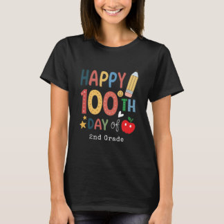 Happy 100th Day of 2nd grade Teacher black T Shirt