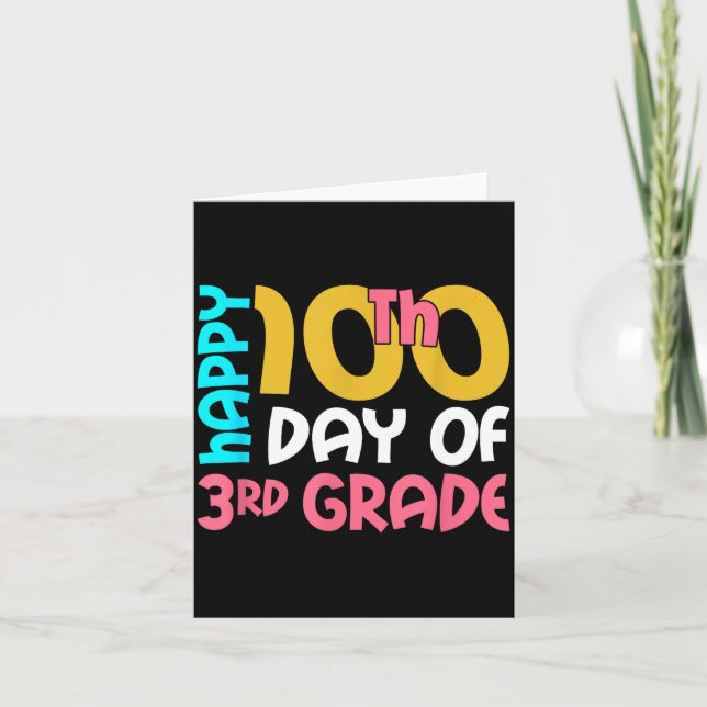 Happy 100th Day Of 3rd Grade 100 Days Of School Fo Kort (Framsida)