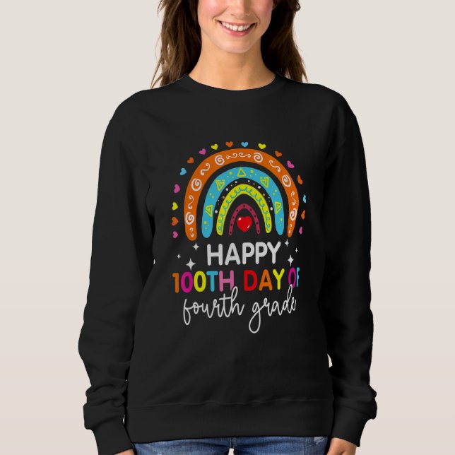 Happy 100th Day Of Fourth Grade Rainbow 100 Days O T Shirt (Framsida)
