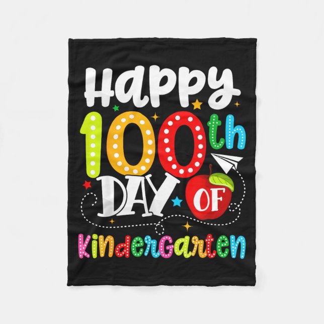 Happy 100th Day Of Kindergarten Funny Teachers Stu Fleecefilt (Framsidan)
