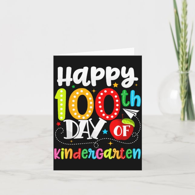 Happy 100th Day Of Kindergarten Funny Teachers Stu Kort (Framsida)