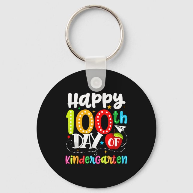 Happy 100th Day Of Kindergarten Funny Teachers Stu Nyckelring (Framsida)