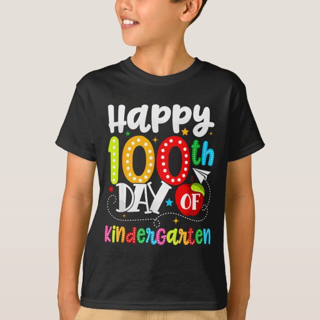 Happy 100th Day Of Kindergarten Funny Teachers Stu T Shirt (Framsida)