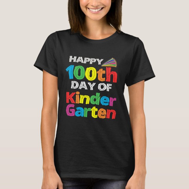Happy 100th Day of Kindergarten Student retro shir T Shirt (Framsida)