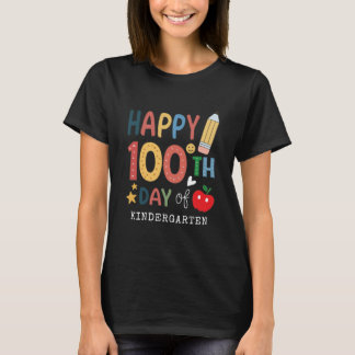 Happy 100th Day of Kindergarten Teacher black T Shirt