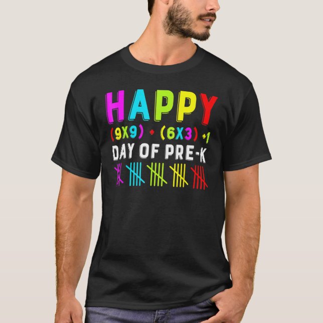 Happy 100th Day Of Pre-k Math Formula Teacher Boys T Shirt (Framsida)