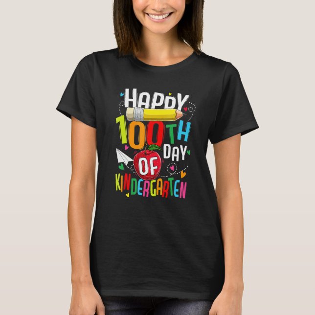 Happy 100th Day Of Preschool Teacher 100 days smar T Shirt (Framsida)
