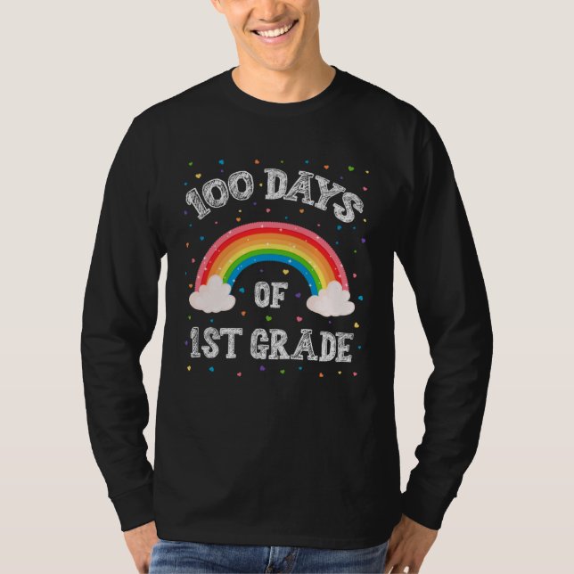 Happy 100th Day Of School 100 Days 1st Grade Rainb T Shirt (Framsida)