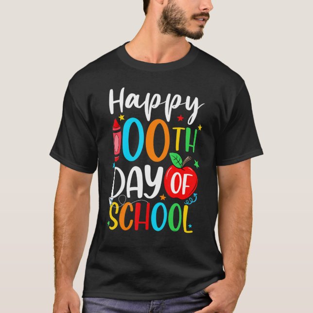 Happy 100th Day Of School 100 Days Crayon T Shirt (Framsida)