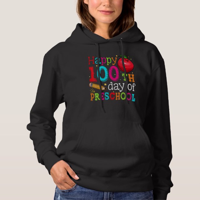Happy 100th day of School  100 days of Preschool T T Shirt (Framsida)