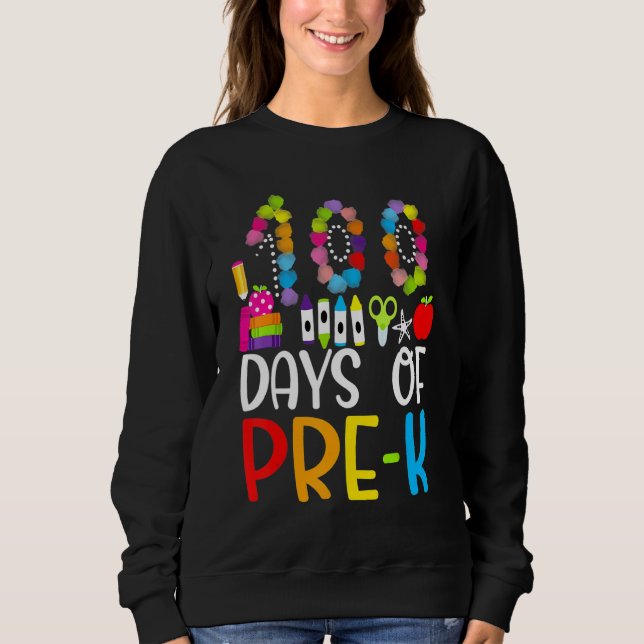 Happy 100th day of School  100 days of Preschool T T Shirt (Framsida)