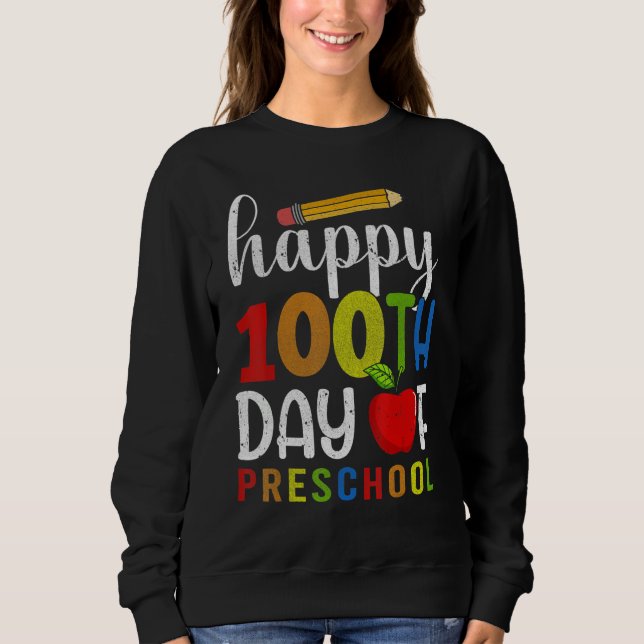 Happy 100th day of School  100 days of Preschool T T Shirt (Framsida)