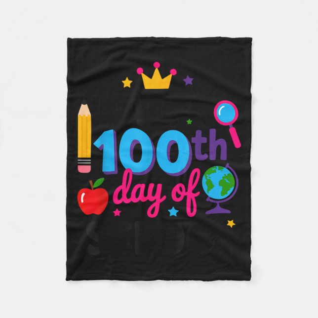 Happy 100th Day Of School 100 Days Smarter Teacher Fleecefilt (Framsidan)