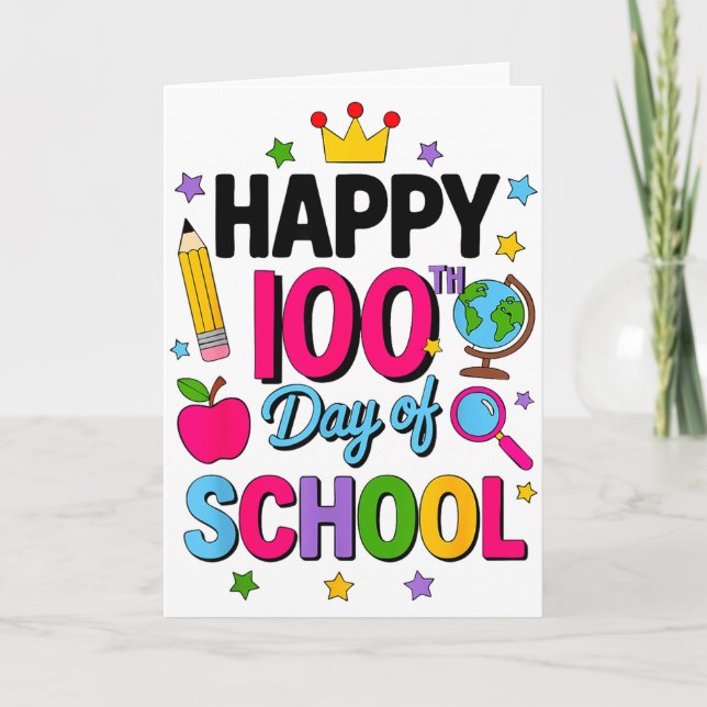 Happy 100th Day Of School 100 Days Smarter Teacher Kort (Framsida)