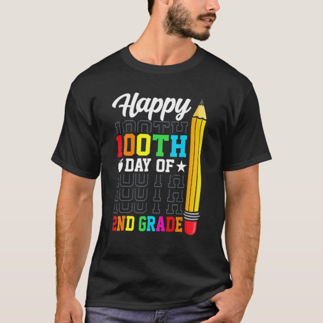 Happy 100th Day of School 2nd Grade Teachers Girl  T Shirt (Framsida)