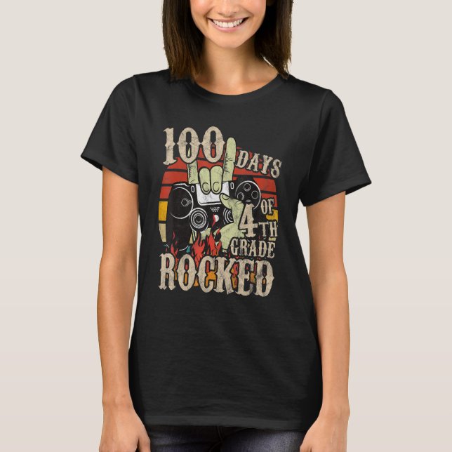 Happy 100th Day of School 4th Grade Gifts 100 Days T Shirt (Framsida)