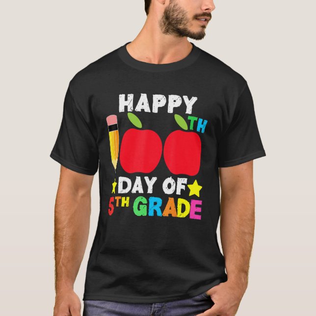 Happy 100th Day of School 5th Grade Student and Te T Shirt (Framsida)