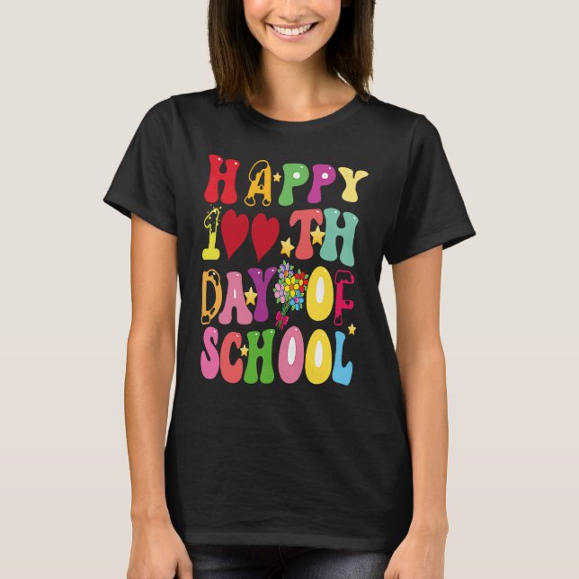 Happy 100th Day of School celebrated by students T Shirt (Framsida)