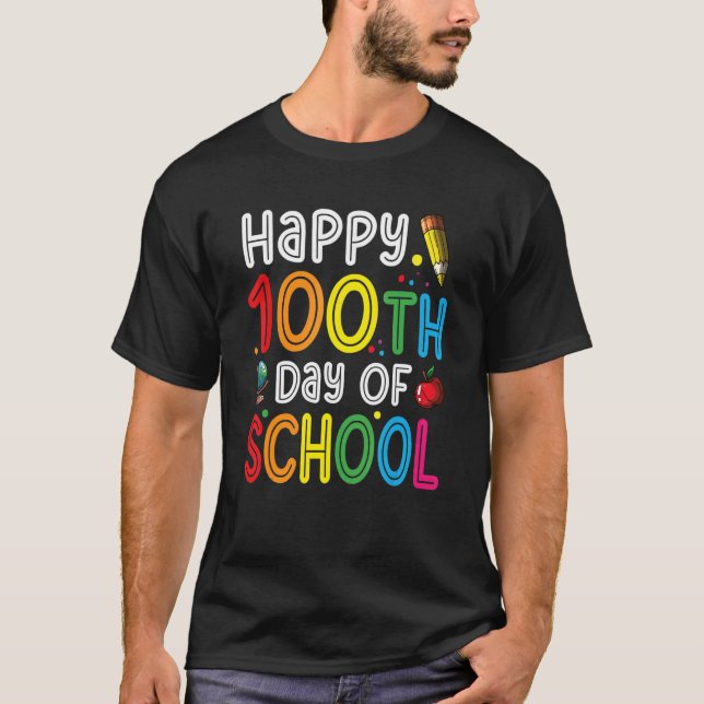 Happy 100th Day Of School Celebration T Shirt (Framsida)