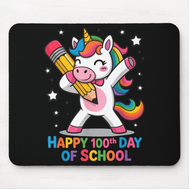 Happy 100th Day Of School Cute Rainbow Unicorn Wom Musmatta (Framsidan)
