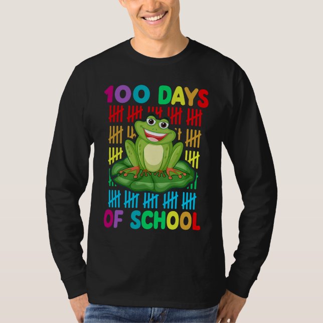 Happy 100th Day Of School Frog  Teacher Student Ki T Shirt (Framsida)