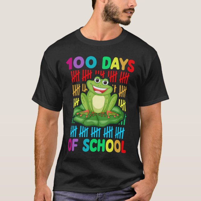 Happy 100th Day Of School Frog  Teacher Student Ki T Shirt (Framsida)