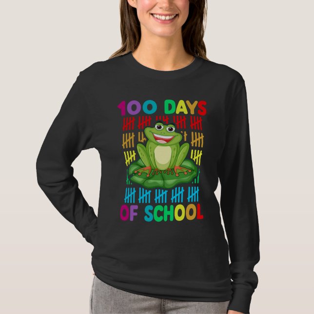 Happy 100th Day Of School Frog  Teacher Student Ki T Shirt (Framsida)