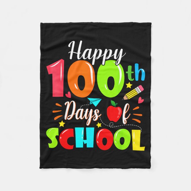 Happy 100th Day Of School Funny Teachers Sudents K Fleecefilt (Framsidan)
