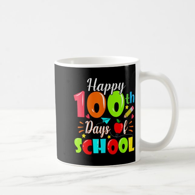 Happy 100th Day Of School Funny Teachers Sudents K Kaffemugg (Höger)