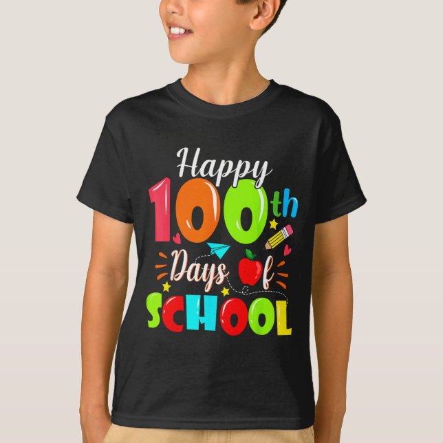 Happy 100th Day Of School Funny Teachers Sudents K T Shirt (Framsida)