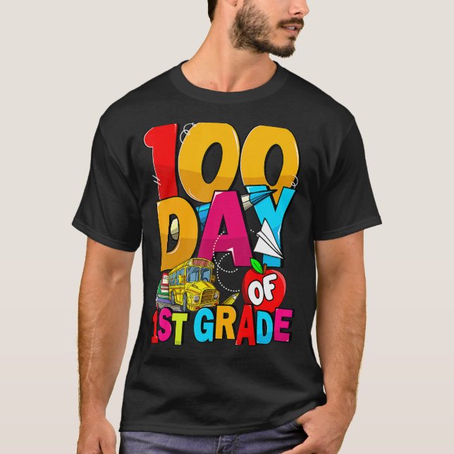 Happy 100th Day Of School Groovy 100 Days Of 1st G T Shirt (Framsida)