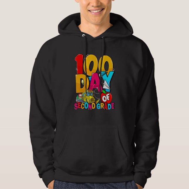 Happy 100th Day Of School Groovy 100 Days Of Secon Hoodie (Framsida)