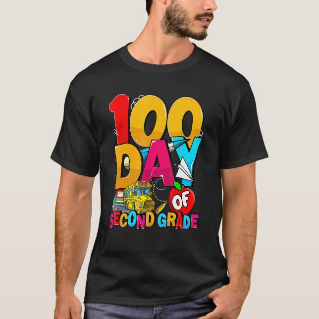 Happy 100th Day Of School Groovy 100 Days Of Secon T Shirt (Framsida)