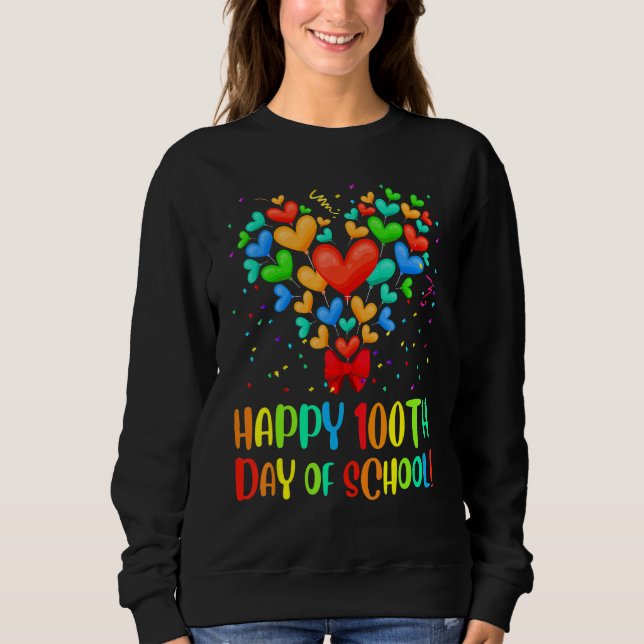Happy 100th Day of School Heart Teacher Kids Gift T Shirt (Framsida)