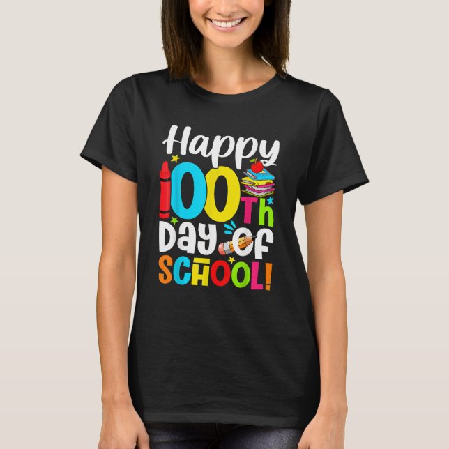 Happy 100th Day of School Kid Child Teacher 100 Da T Shirt (Framsida)