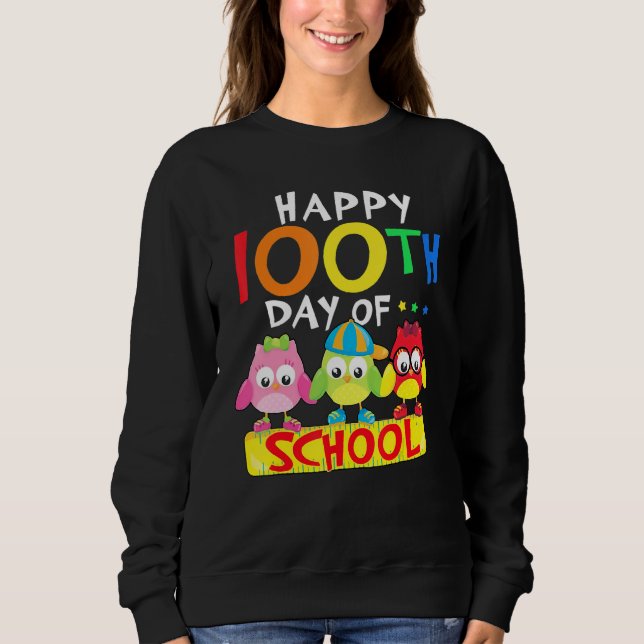 Happy 100th Day Of School Owl Kids 100 Days Teache T Shirt (Framsida)