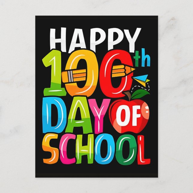 Happy 100th Day Of School Playful Shirt Helg Vykort (Framsida)