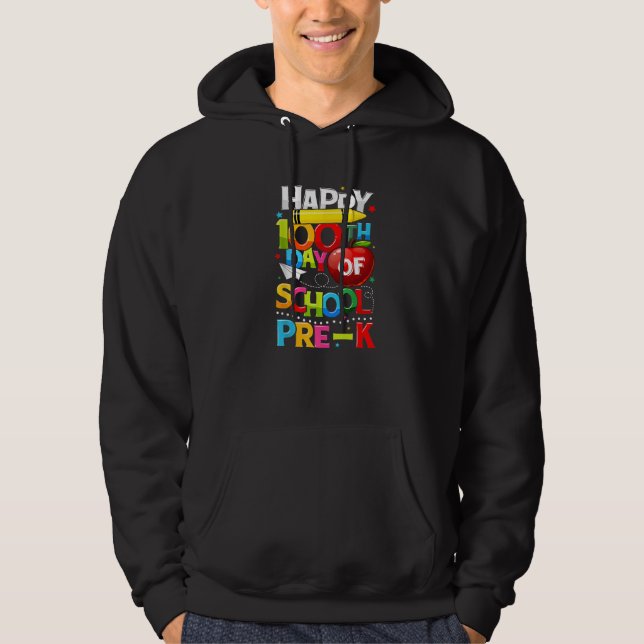 Happy 100th day Of School Pre-K Teacher Student Bo Hoodie (Framsida)